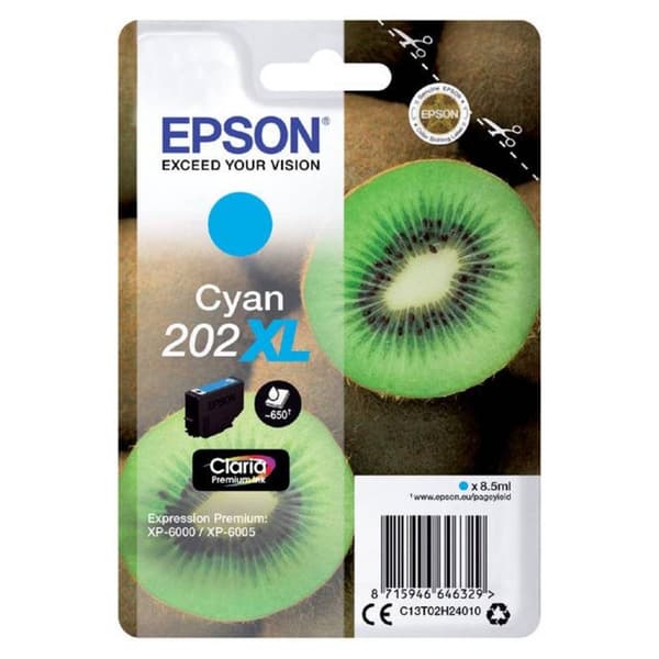 Epson Bläck T02H2, 202XL Original Cyan C13T02H24010