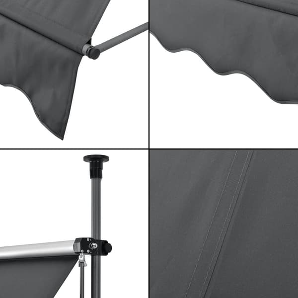 Terassmarkis 250x120x200-300cm grå ingen väggborrning [pro.tec]