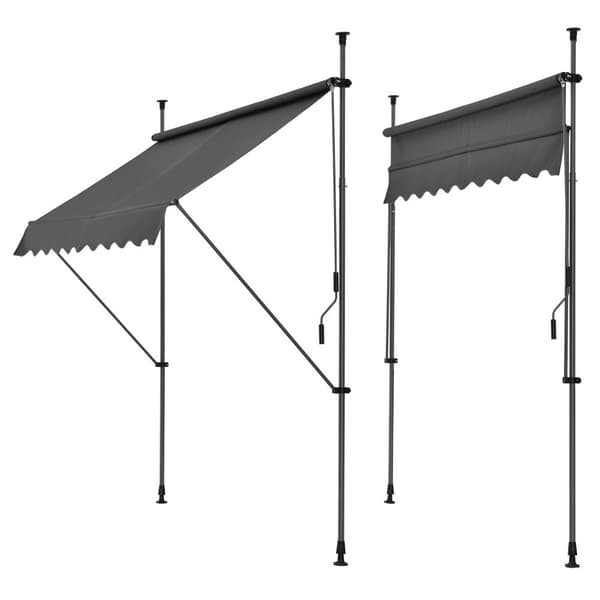 Terassmarkis 250x120x200-300cm grå ingen väggborrning [pro.tec]