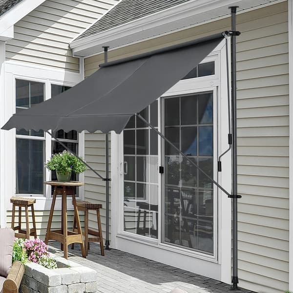 Terassmarkis 250x120x200-300cm grå ingen väggborrning [pro.tec]