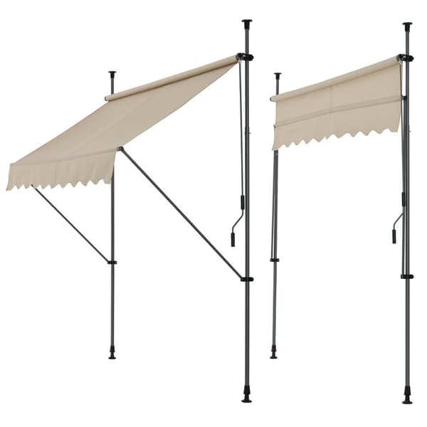 [pro.tec]® Terrassemarkise med håndsving - manuelt indtrækkelig - 200x120x200-300cm - ingen vægboring - sandfarvet