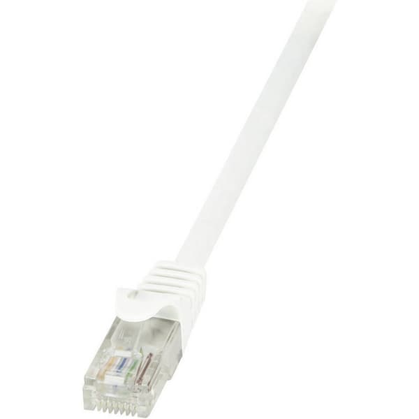 LogiLink CP2091U RJ45 Nätverkkabel, Patchkabel CAT 6 U/UTP 10.00 m Vit med låsskydd 1 st