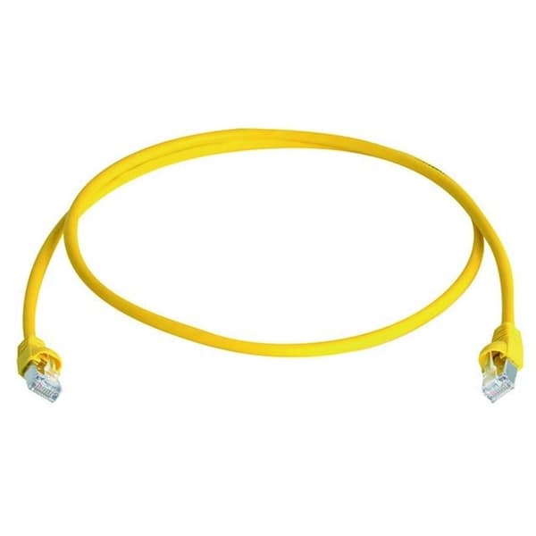 Telegärtner 100007968 RJ45 Nätverkkabel, Patchkabel CAT 6A S/FTP 0.50 m Gul Flamskyddsmedel, med låsskydd, Flamskyddsme