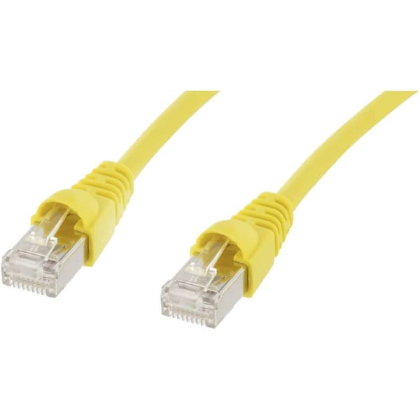 Telegärtner 100008266 RJ45 Nätverkkabel, Patchkabel CAT 6A S/FTP 2.00 m Gul Flamskyddsmedel, med låsskydd, Flamskyddsme