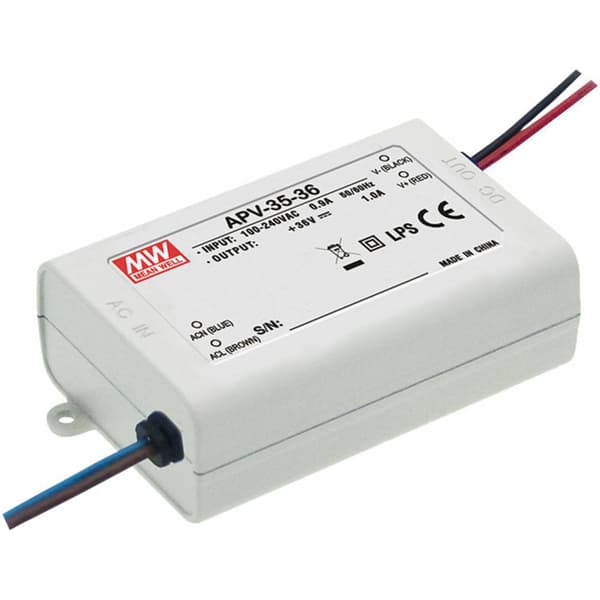 MW Mean Well APV-35-12 LED transformator Konstantspänning 36 W 0 - 3.0 A 12 V/DC inte dimbar, Överbelastningsskydd 1 st