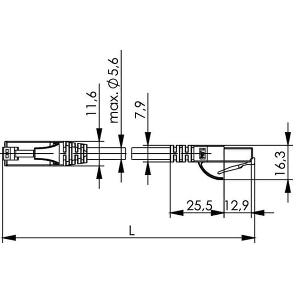 Telegärtner 100008058 RJ45 Nätverkkabel, Patchkabel CAT 6 U/UTP 1.00 m Svart Flamskyddsmedel, Halogenfri 1 st