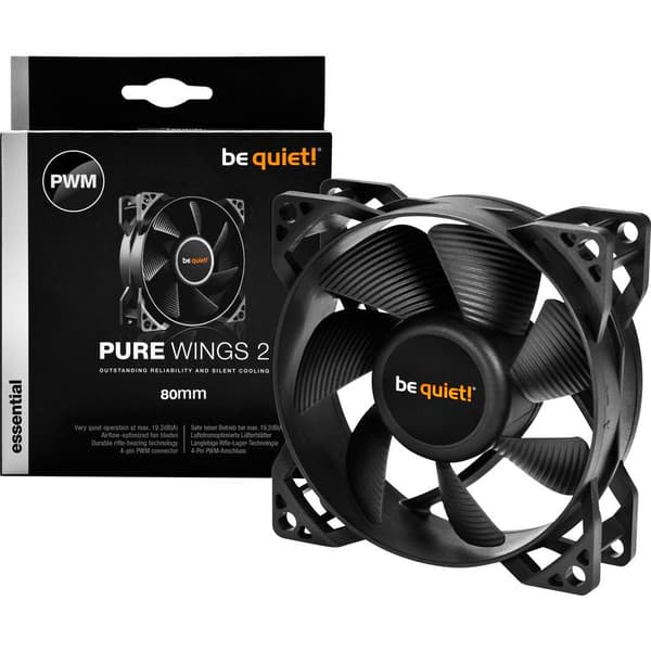BeQuiet Pure Wings 2 80mm Chassi-fläkt Svart (B x H x D) 80 x 80 x 25 mm Svart