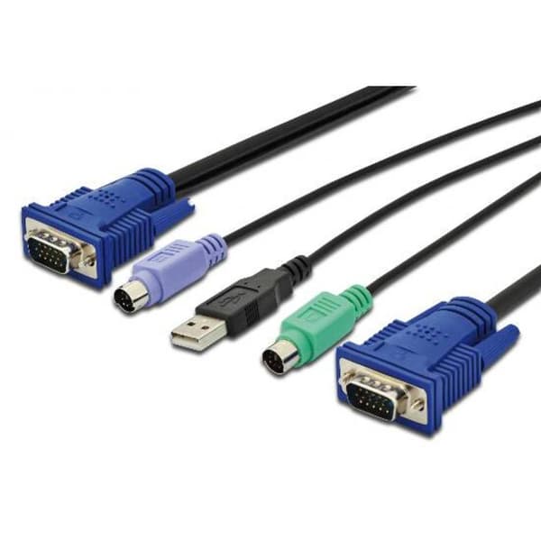 Digitus KVM Adapterkabel [1x USB-A, VGA - 1x VGA] 3.00 m Svart