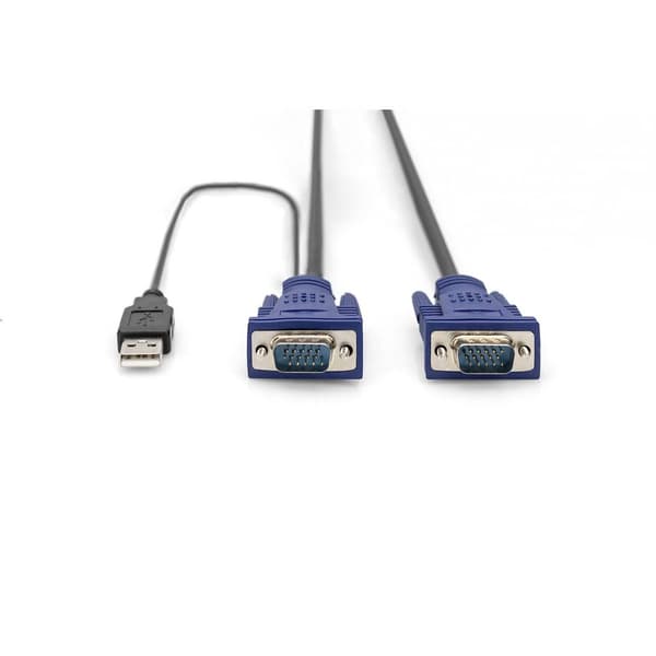 Digitus KVM Adapterkabel [1x USB-A, VGA - 1x VGA] 3.00 m Svart