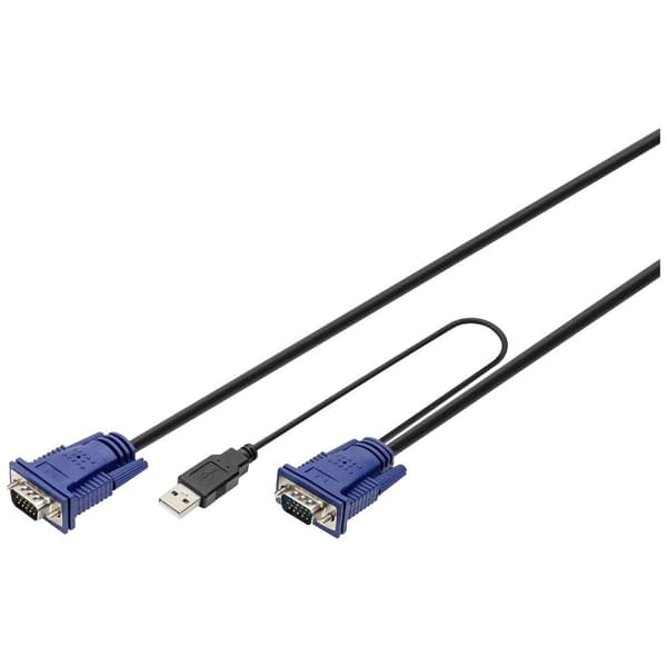 Digitus KVM Adapterkabel [1x USB-A, VGA - 1x VGA] 3.00 m Svart