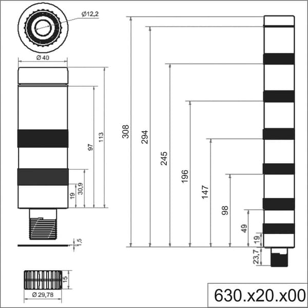 Werma Signaltechnik KombiSIGN 40 Signalgivare röradapter
