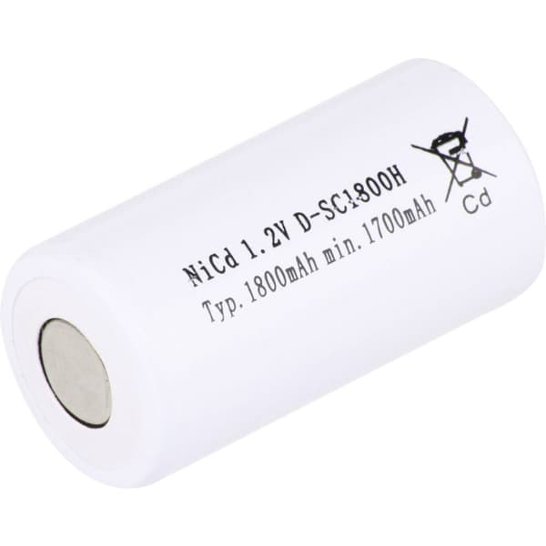 Specialbatteri laddbart Sub-C högtemperaturkapabel, Flat-Top NiCd Mexcel 1.2 V 1800 mAh 1 st
