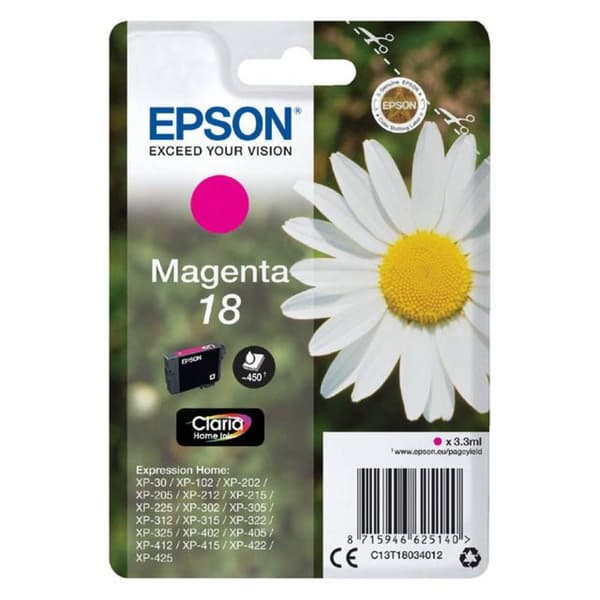 Epson Bläck T1803, 18 Original Magenta C13T18034012
