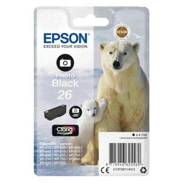 Epson Bläck T2611, 26 Original Foto Svart C13T26114012