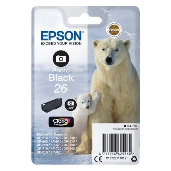 Epson Bläck T2611, 26 Original Foto Svart C13T26114012