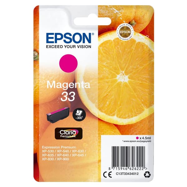 Epson Bläck T3343, 33 Original Magenta C13T33434012