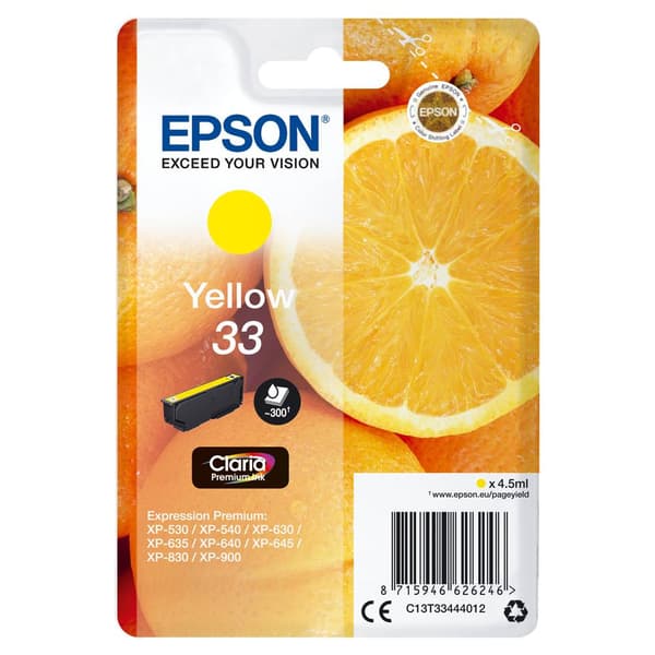 Epson Bläck T3344, 33 Original Gul C13T33444012
