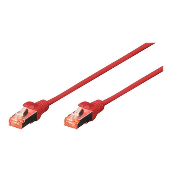 Digitus DK-1644-030/R RJ45 Nätverkkabel, Patchkabel CAT 6 S/FTP 3.00 m Röd Halogenfri, Borrade par, med låsskydd, Flams