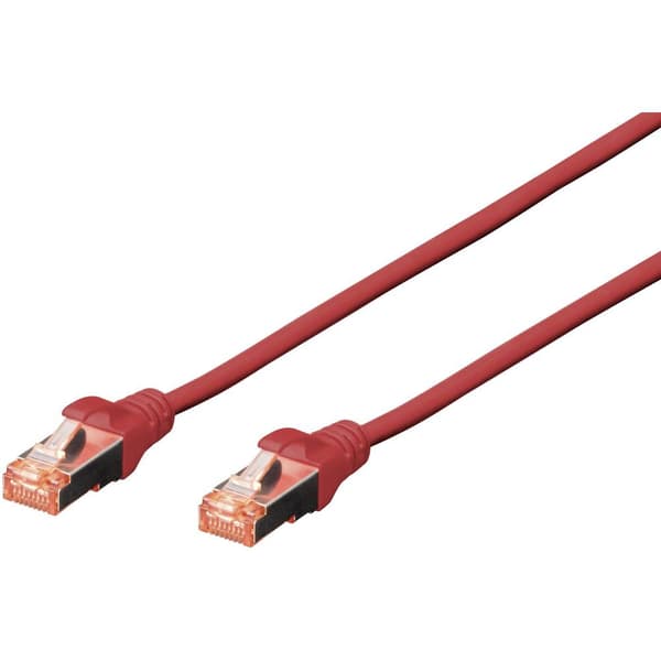 Digitus DK-1644-030/R RJ45 Nätverkkabel, Patchkabel CAT 6 S/FTP 3.00 m Röd Halogenfri, Borrade par, med låsskydd, Flams