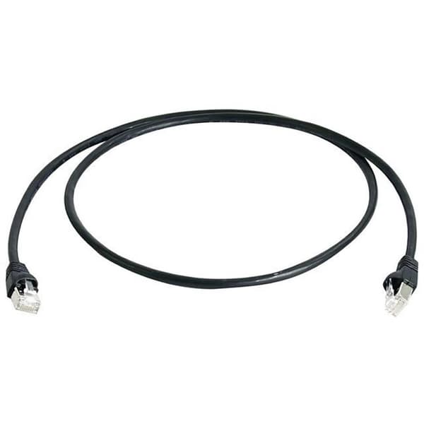 Telegärtner 100007978 RJ45 Nätverkkabel, Patchkabel CAT 6A S/FTP 1.00 m Svart Flamskyddsmedel, med låsskydd, Parskärmad