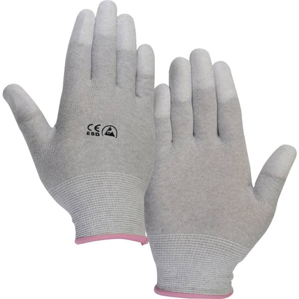 TRU COMPONENTS EPAHA-RL-L ESD-handske med beläggning på fingertopparna Storlek: L Polyamid