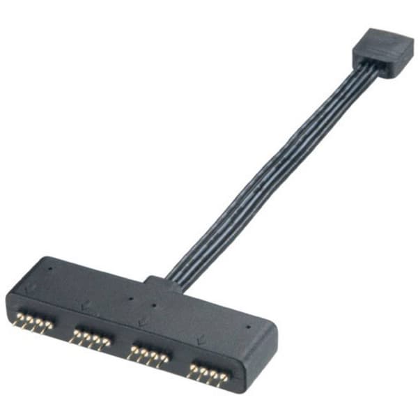 Anslutningskabel PC [1x RGB LED hane - 4x RGB LED hona] 0.10 m Svart Akasa