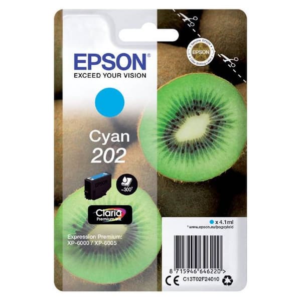 Epson Bläck T02F2, 202 Original Cyan C13T02F24010
