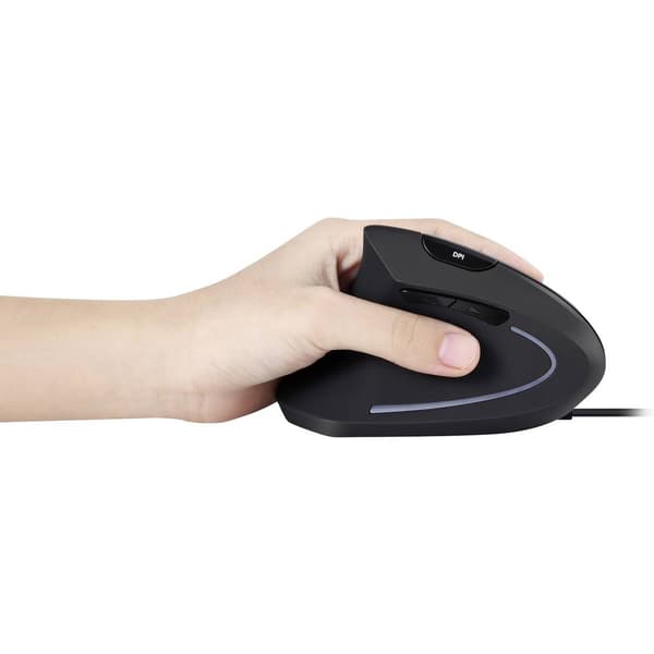 Perixx Perimice-513L Ergonomisk mus USB Optisk Svart 5 Knappar 2000 dpi Ergonomisk