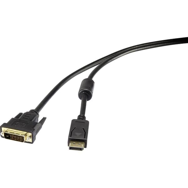 Renkforce DisplayPort / DVI Adapterkabel DisplayPort-kontakt, DVI-D 24+1-polig Kontakt 0.50 m Svart RF-3301148 skruvbar