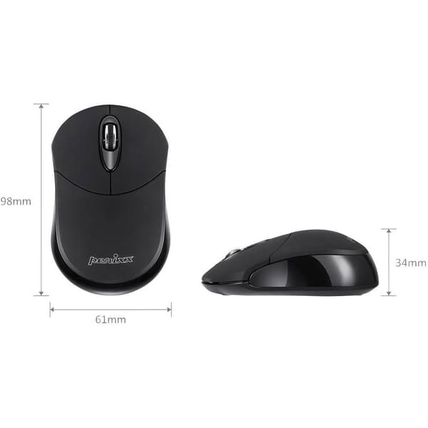 Perixx PERIMICE-802 WiFi mus Bluetooth Optisk Svart 3 Knappar 1000 dpi