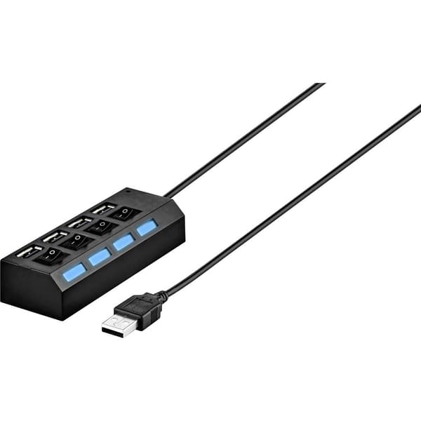 Renkforce 4 Port USB 2.0-Hub individuellt omkopplingsbara, med status-LED Svart