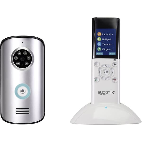 Sygonix SY-3396994 Video-porttelefon Trådlös Komplett-set Silver, Vit, Svart
