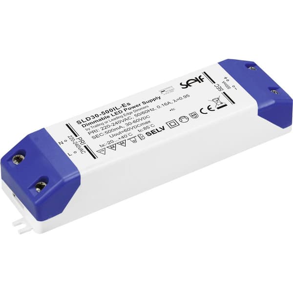 Self Electronics SLD20-350IL-ES LED driver Konstantström 18.9 W 350 mA 30 - 54 V/DC dimbar, Montering på brandfarliga y