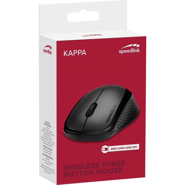 SpeedLink KAPPA WiFi mus Trådlös Optisk Svart 3 Knappar 1600 dpi