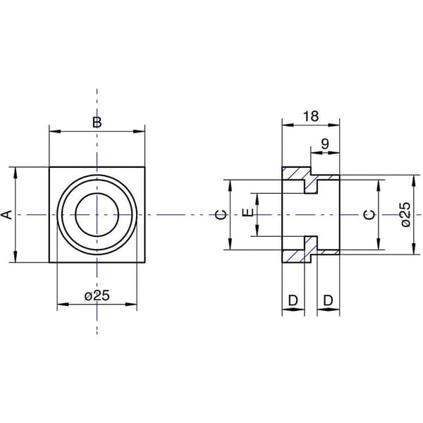Lagerbock dubbel Reely 19 Borrdiameter: 19 mm