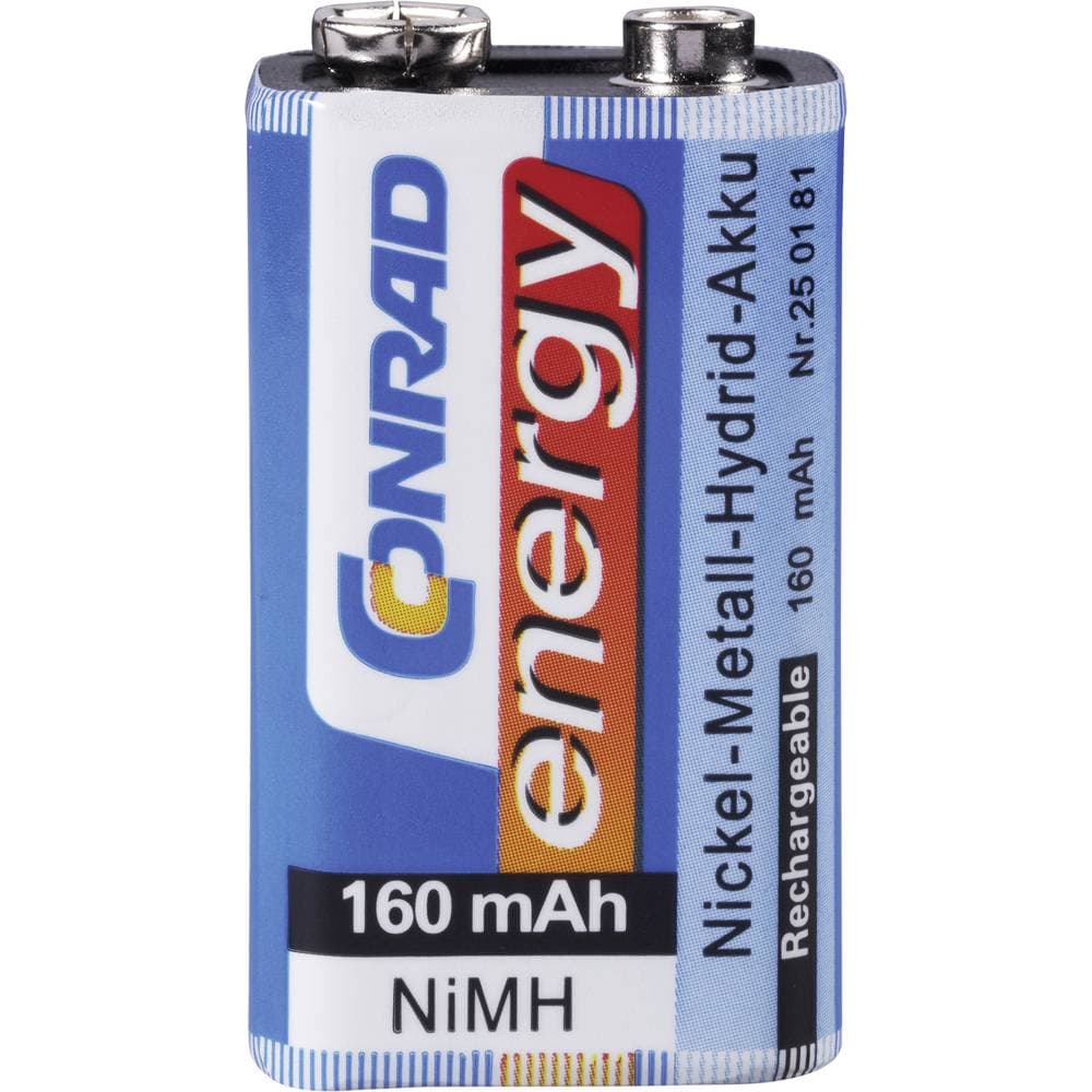 Conrad energy 6LR61 Laddbart batteri 9 V NiMH 160 mAh 8.4 V 1 st