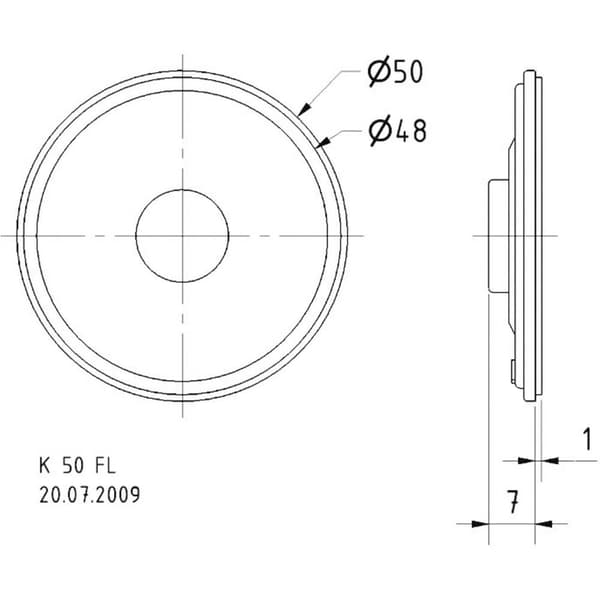 Visaton K 50 FL - 8 Ohm 2 tum 5 cm Mini-högtalarelement 1 W 8 Ω Svart Plastmembran