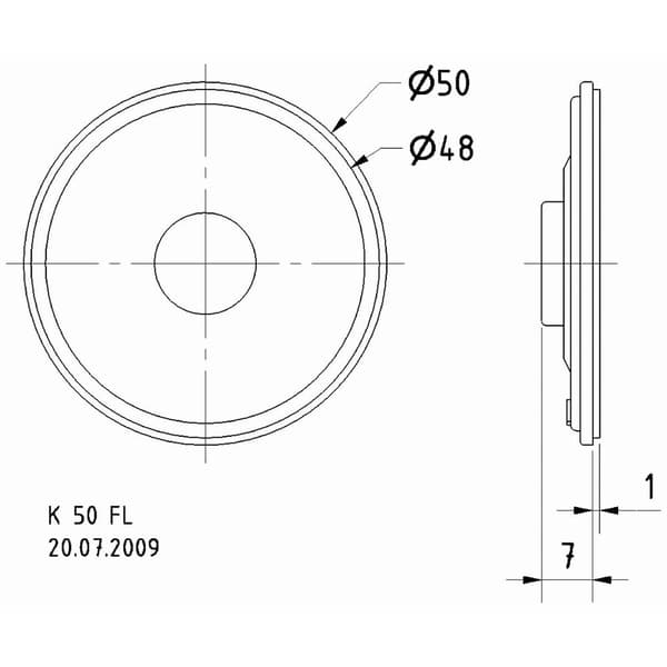 Visaton K 50 FL - 16 Ohm 2 tum 5 cm Mini-högtalarelement 1 W 16 Ω Svart Plastmembran