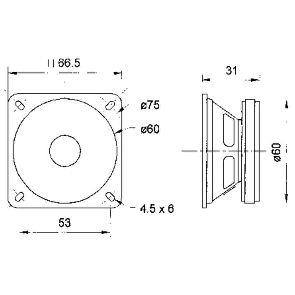 Visaton FRS 7 - 4 Ohm 2.5 tum 6.4 cm Bredbandshögtalarelement 8 W 4 Ω Svart