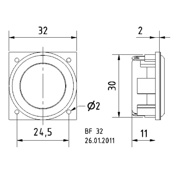 Visaton BF 32 - 8 Ohm 1.3 tum 3.2 cm Bredbandshögtalarelement 2 W 8 Ω Silver