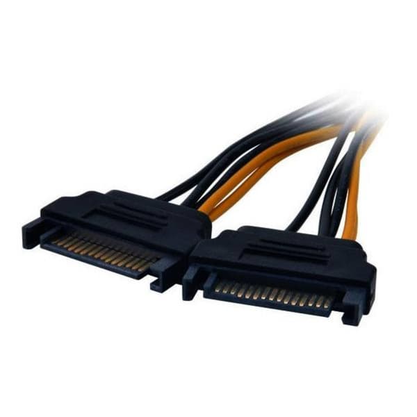 Akasa Ström Adapter [2x SATA-strömkontakt hane 15-pol - 1x PCIe hane 6-pol] 0.15 m Svart, Gul