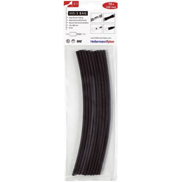 HellermannTyton 308-30310 Krympslang sortiment 3 mm 1 mm Krympförhållande:3:1 10 st