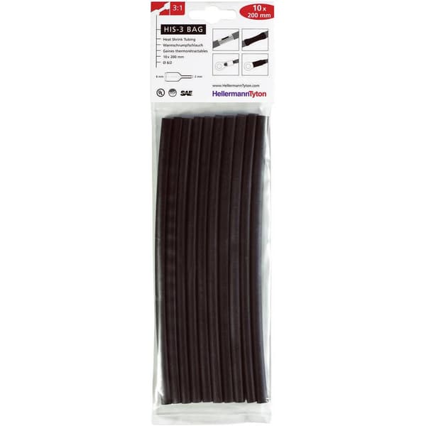 HellermannTyton 308-30610 Krympslang sortiment 6 mm 2 mm Krympförhållande:3:1 10 st