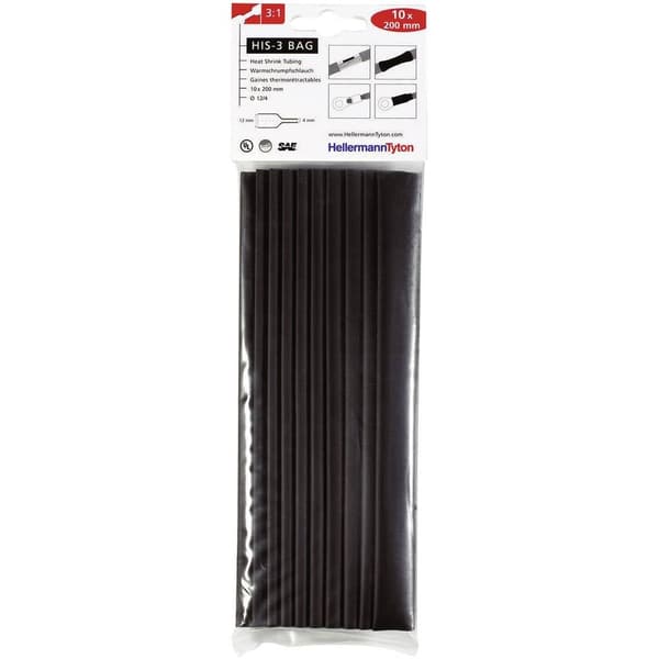 HellermannTyton 308-31210 Krympslang sortiment 12 mm 4 mm Krympförhållande:3:1 10 st