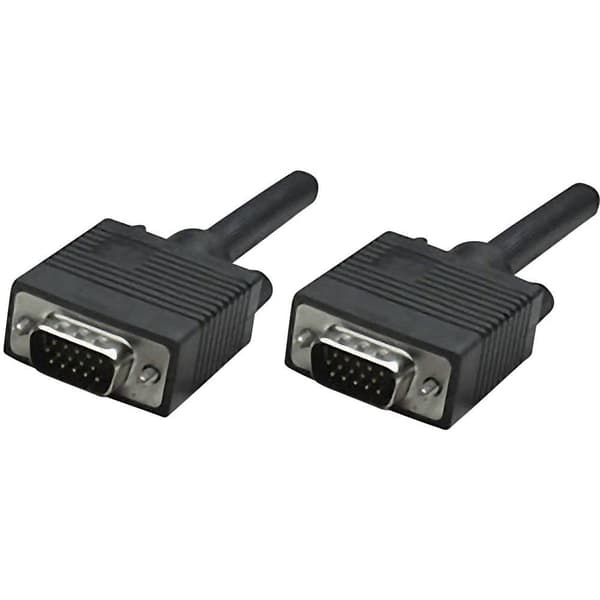 Manhattan VGA Anslutningskabel VGA 15-polig Kontakt 1.80 m Svart 311731 skruvbar VGA-kabel