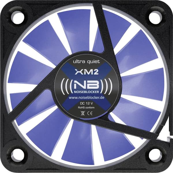 NoiseBlocker BlackSilent XM-2 Chassi-fläkt Svart, Blå (transparent) (B x H x D) 40 x 40 x 10 mm
