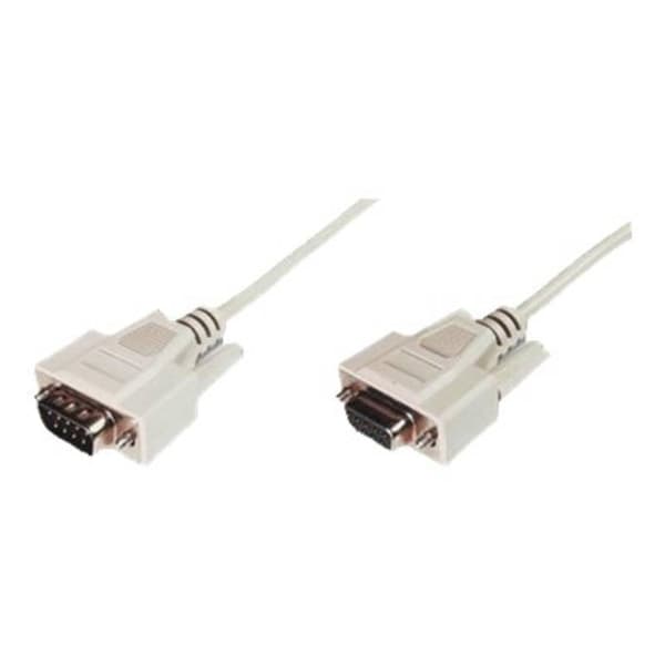 Digitus Seriell Anslutningskabel [1x D-SUB hane 9-pol - 1x D-SUB hona 9-pol] 5.00 m Beige