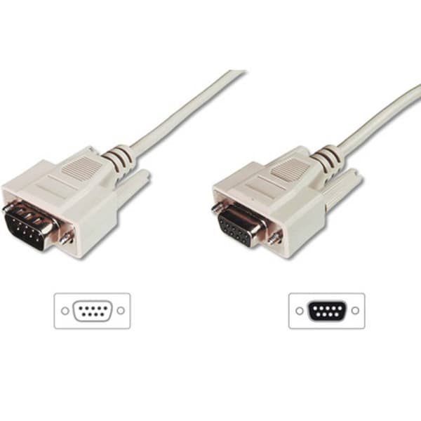 Digitus Seriell Anslutningskabel [1x D-SUB hane 9-pol - 1x D-SUB hona 9-pol] 5.00 m Beige