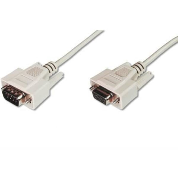 Digitus Seriell Anslutningskabel [1x D-SUB hane 9-pol - 1x D-SUB hona 9-pol] 5.00 m Beige