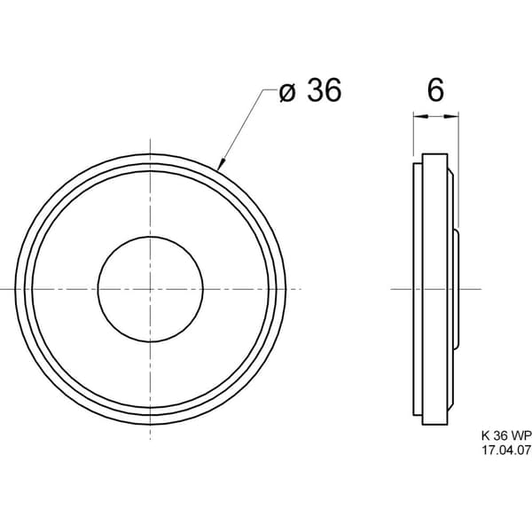 Visaton K 36 WP - 8 Ohm 1.4 tum 3.6 cm Mini-högtalarelement 1 W 8 Ω Svart Plastmembran, Fuktighetsbeständig